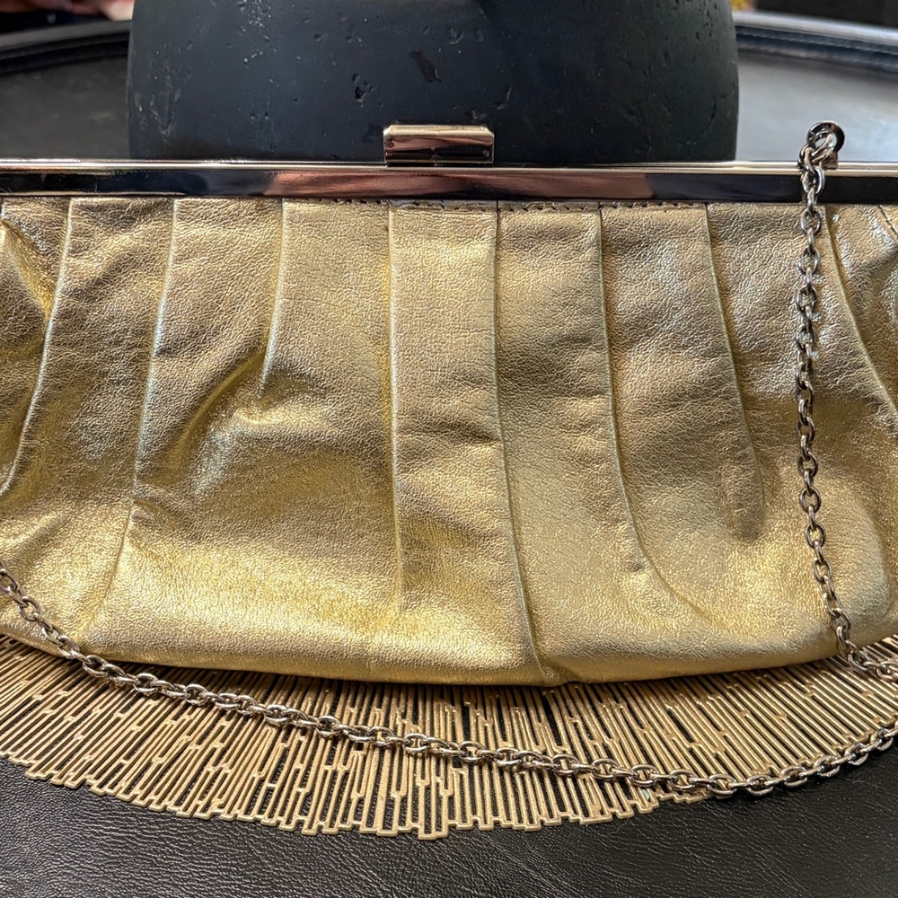 BCBG Gold Metallic Evening Clutch